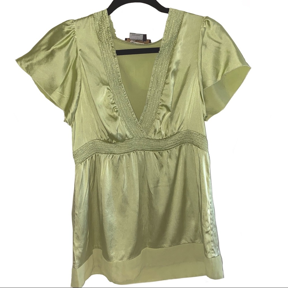 BCBGMAXAZRIA- Green Loose Silk Blouse